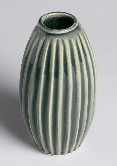 Grey green ceramic tableware with bouquet vase
