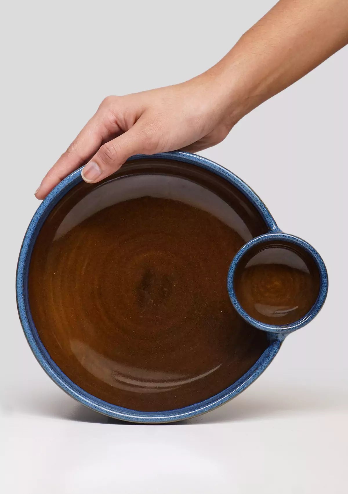 Ceramic dip and snack bowl in Blue Brown