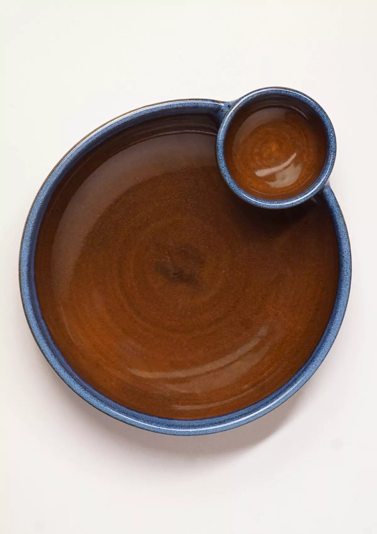 Blue Brown ceramic serving bowl for snacks
