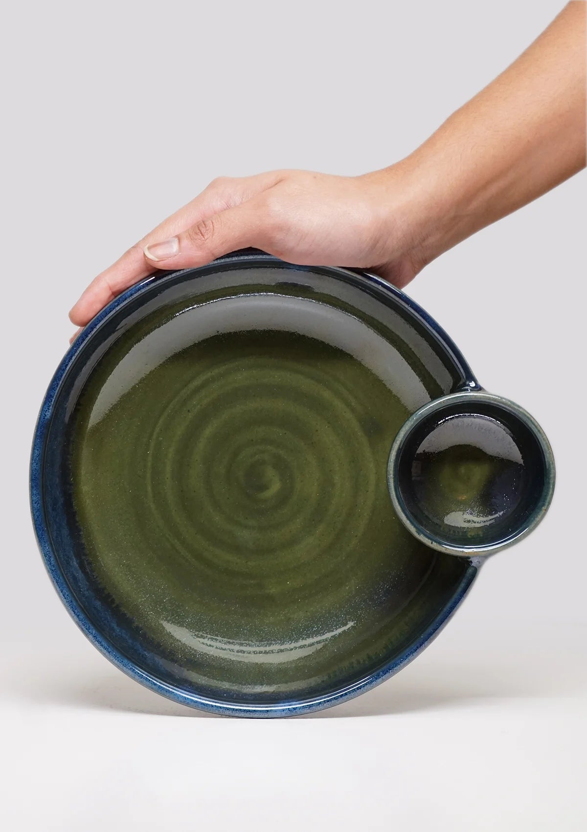 Green Blue ceramic serving bowl for snacks