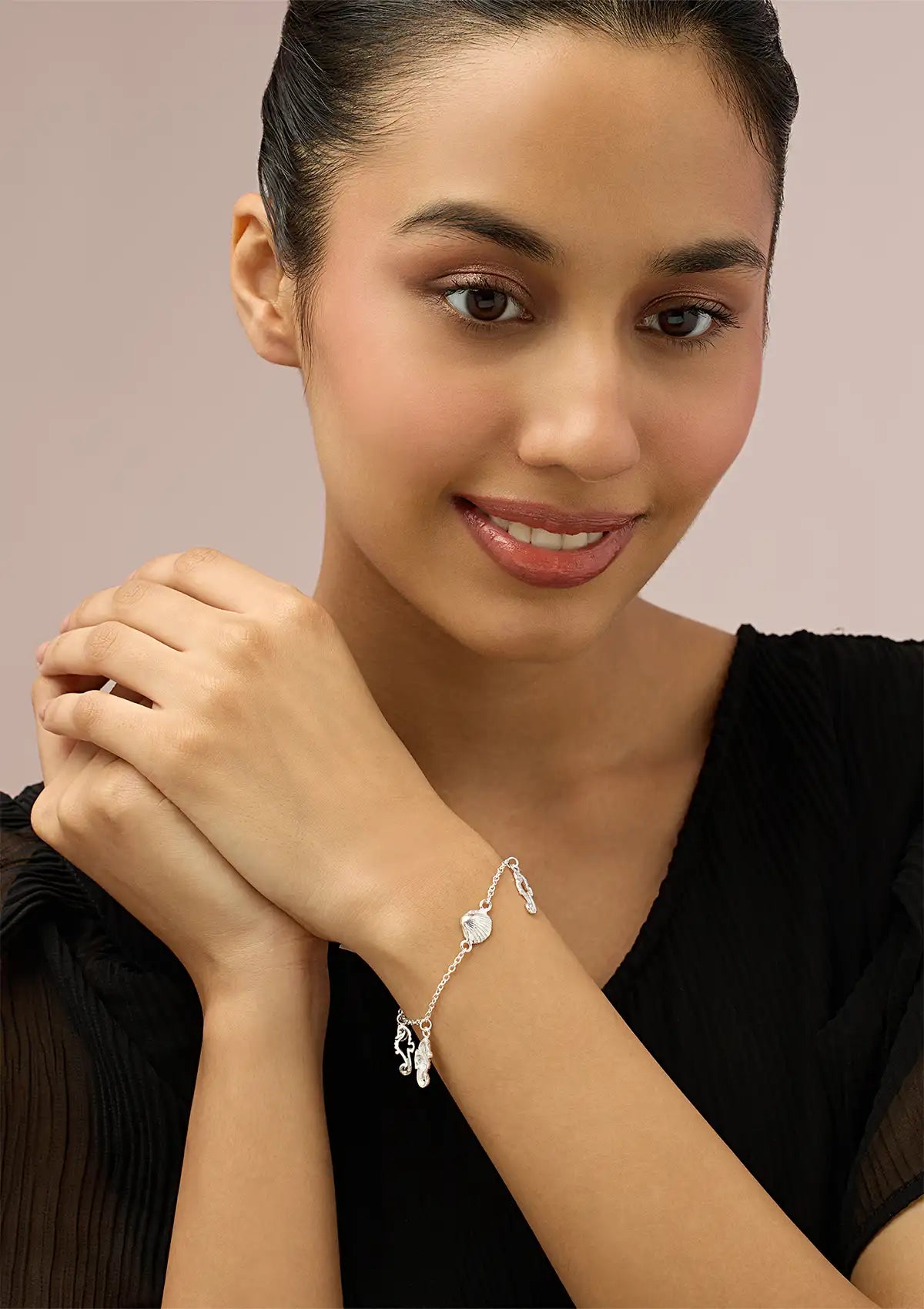 Silver ocean charm bracelet for women