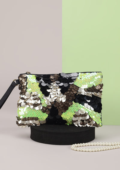 Neon Glam Sequinned clutch bag for women online