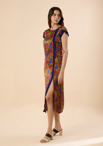 Cora Gold Floral Petal Dress price for women at IshqME
