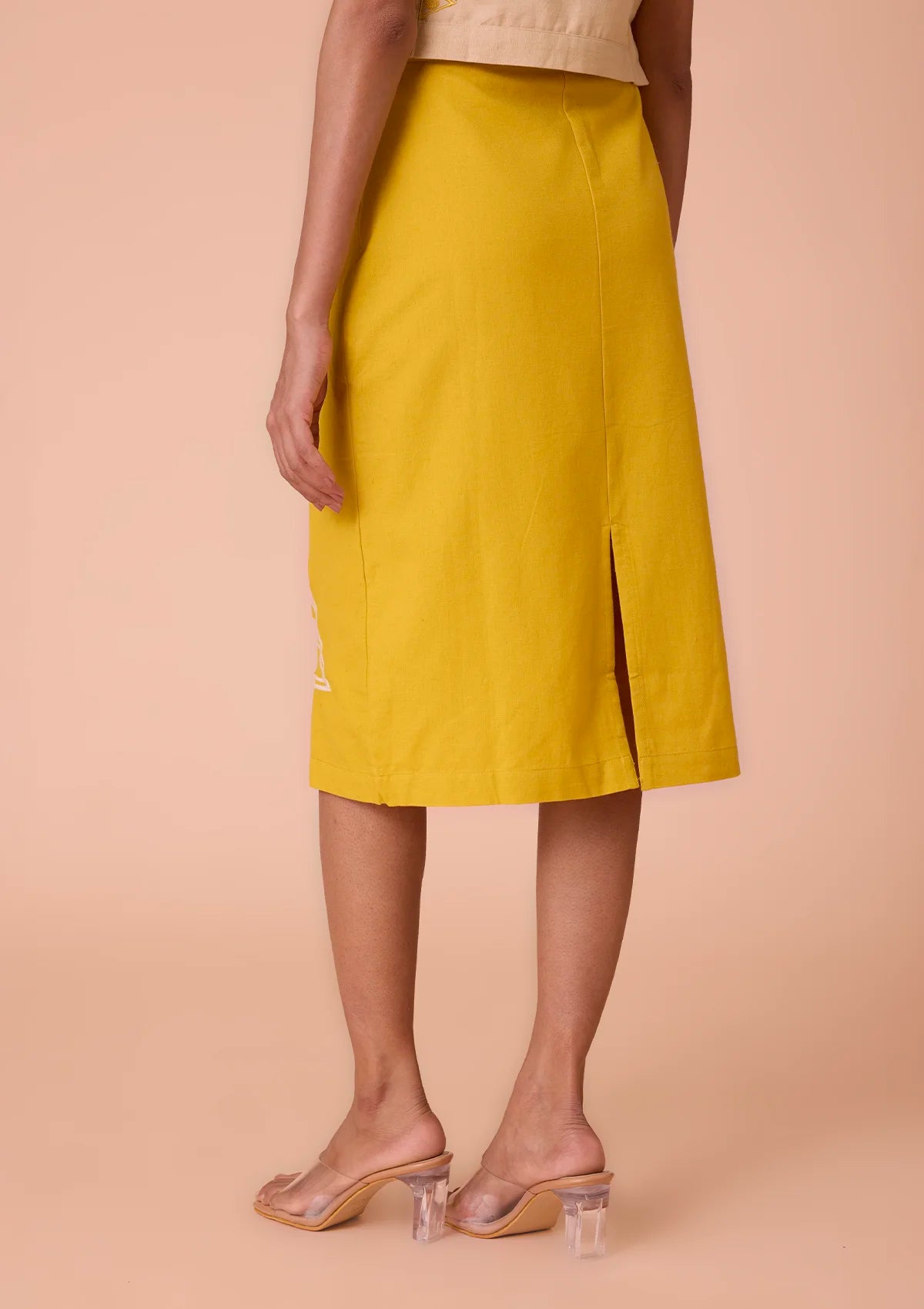 Buy Kallista Cotton Linen Fitted Embroidered Skirt