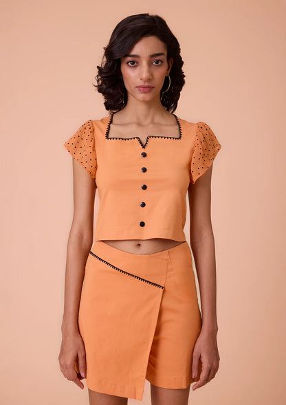 Mehtri Cotton Lycra Overlap Skort With Embroidery For Women