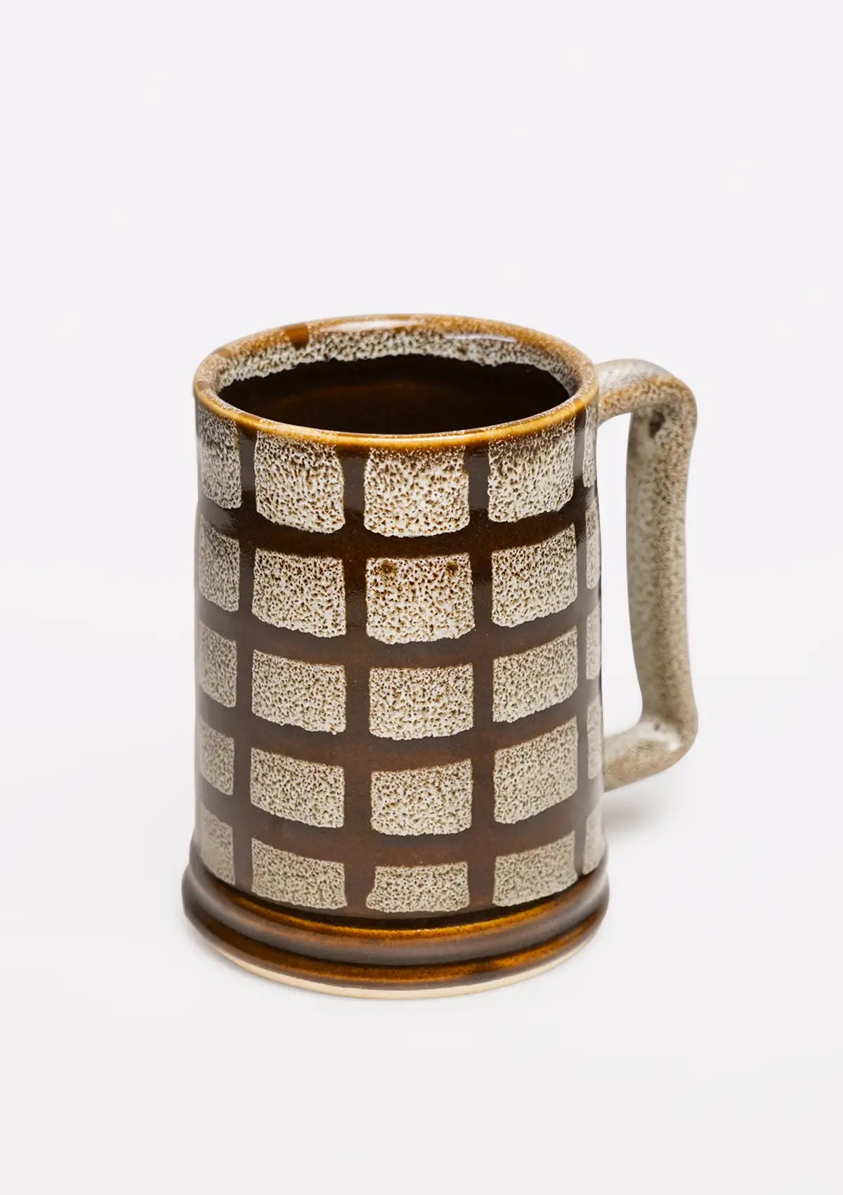 Cream & brown ceramic beer mug