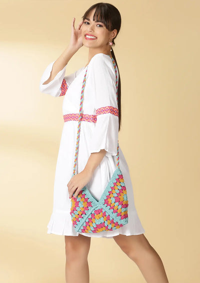 Crossbody Blue Crochet Bag