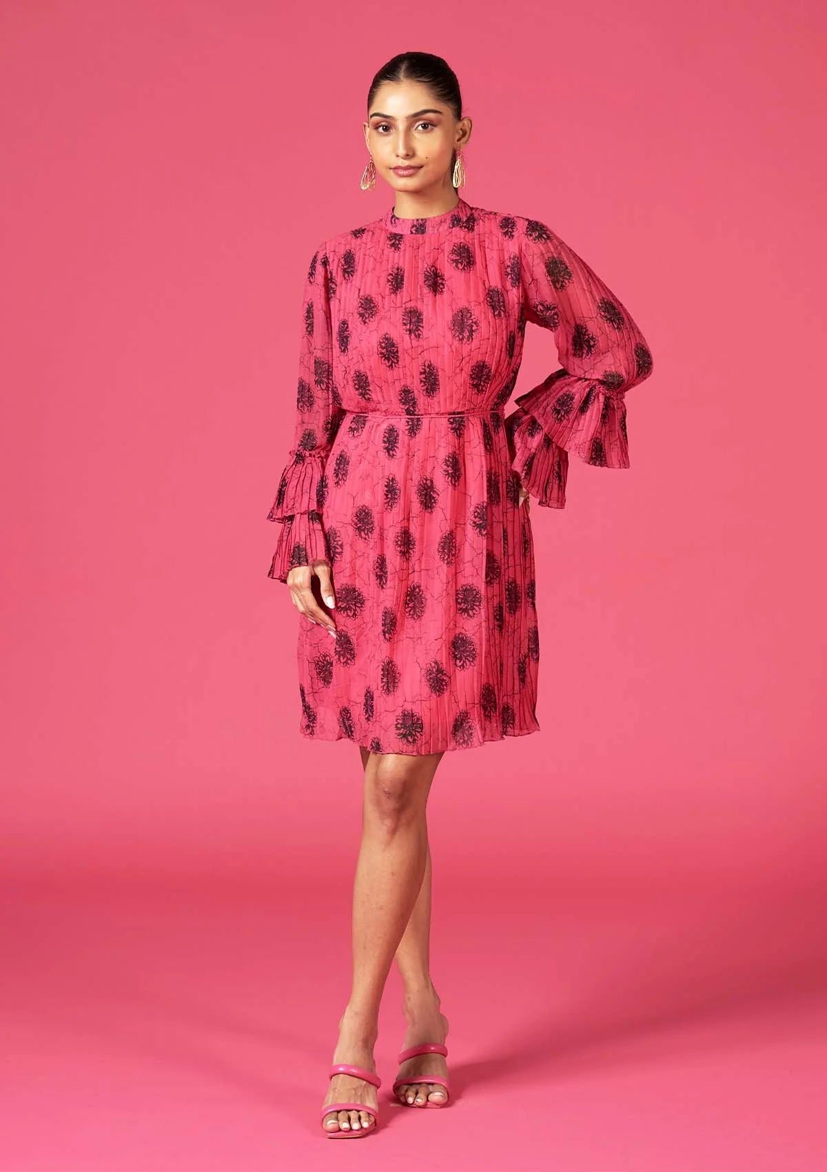 Dazzle Pleated Chiffon Party Dress for women by IshqME