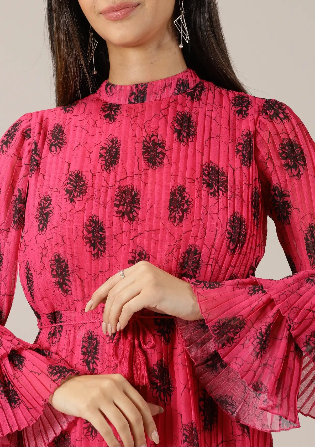Dazzle Pleated Chiffon Party Dress price for women at IshqME
