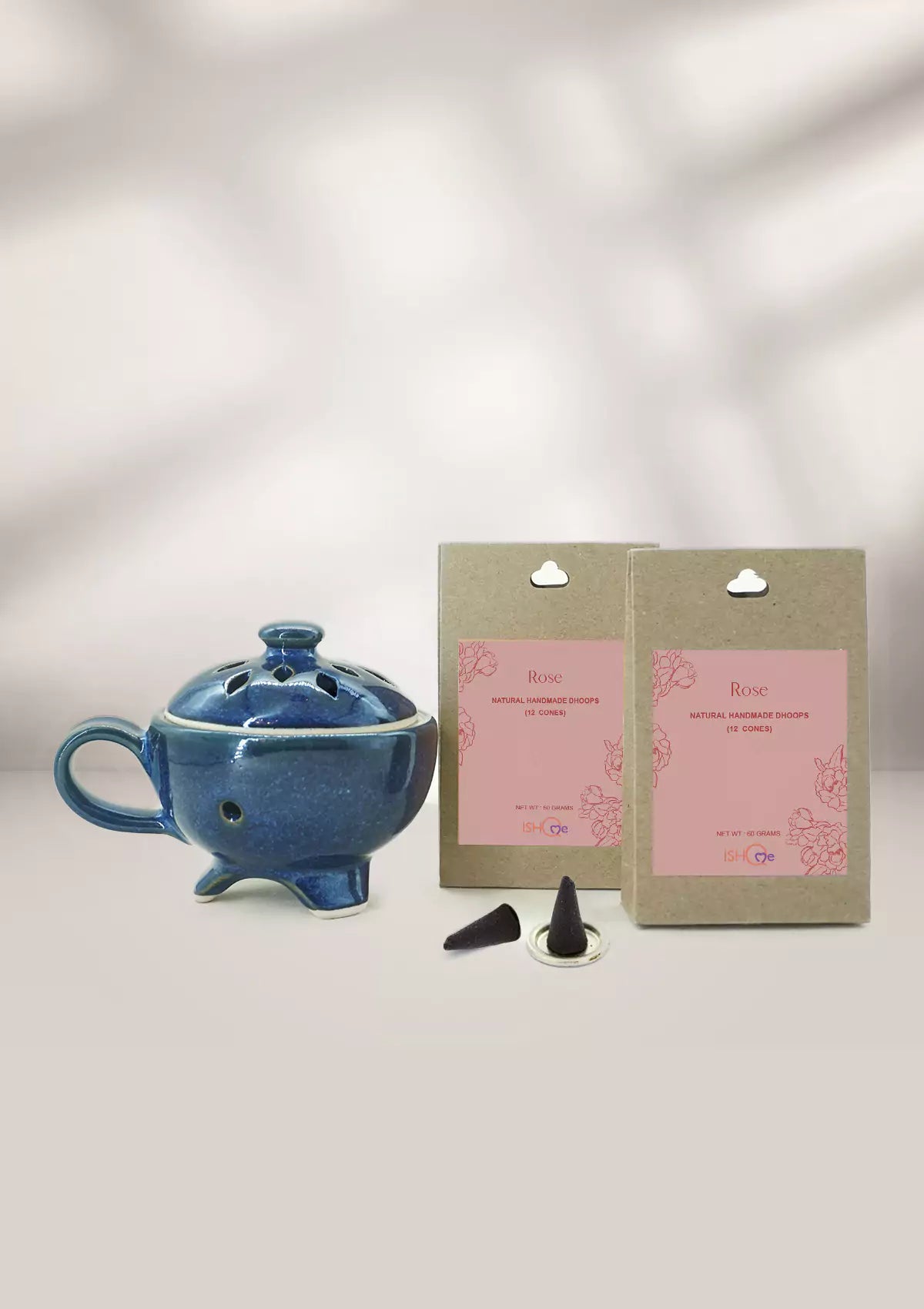 Incense dhoop stand with cones in Deep Blue