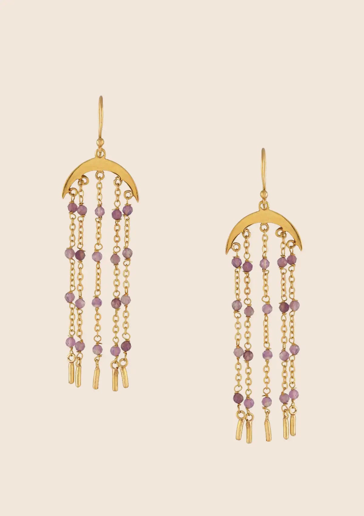 Designer amethyst bead earrings for women