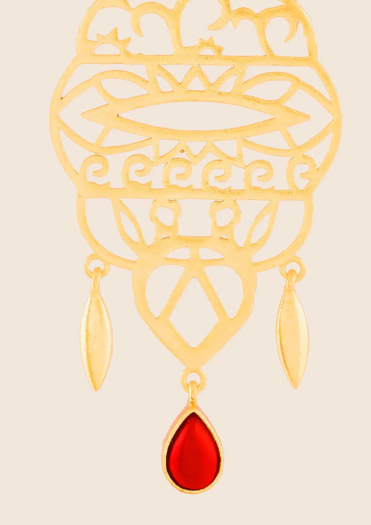 Designer coral drop filigree earrings for women