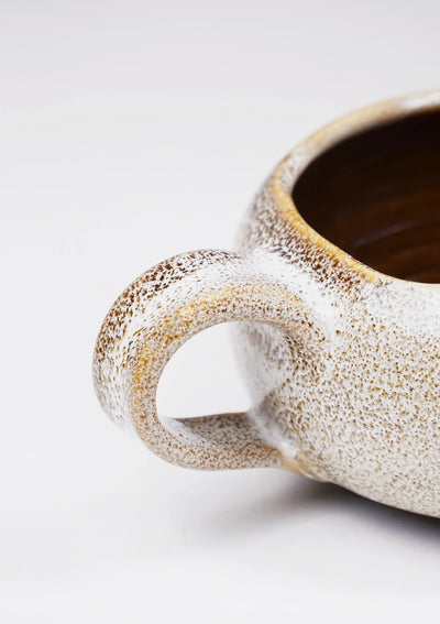 Soup Bowl with handle - Cream and brown Online