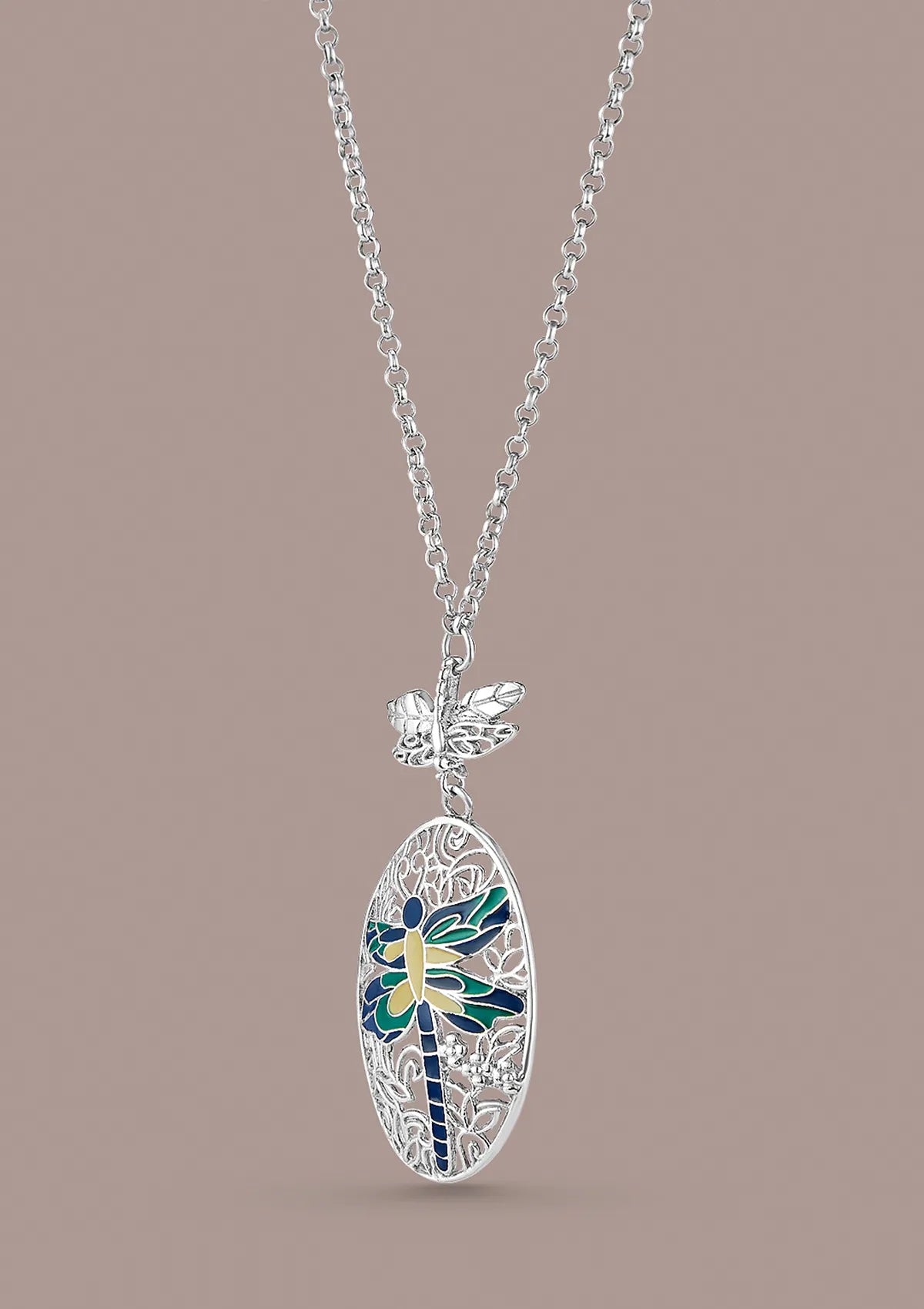 Designer dragonfly silver pendant for women