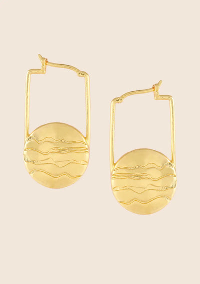 Designer etched marble hoop earrings for women