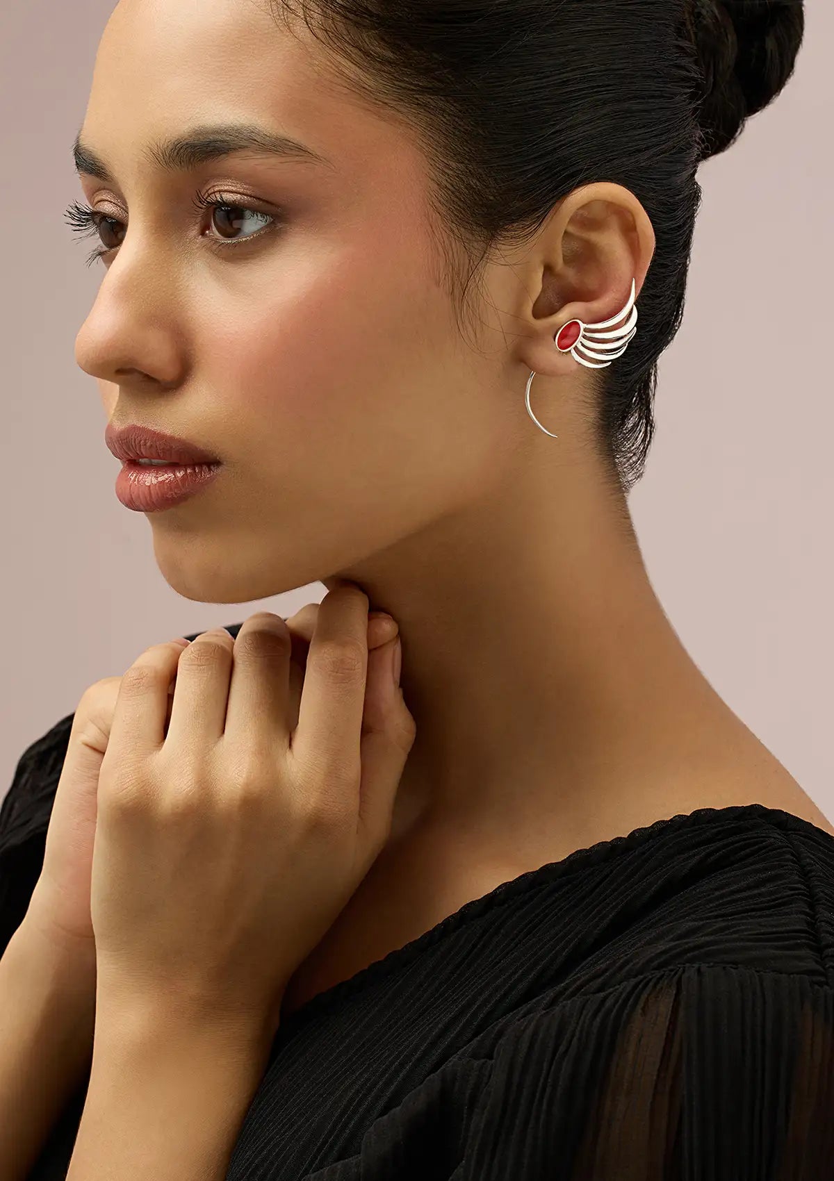 Designer flame curve ear cuff for women