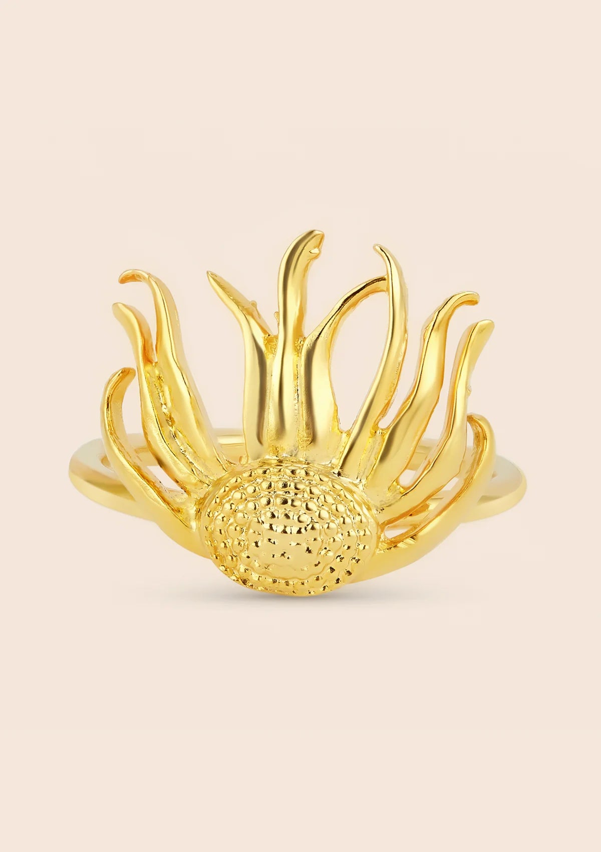 Designer gold plated cascading flower ring for women