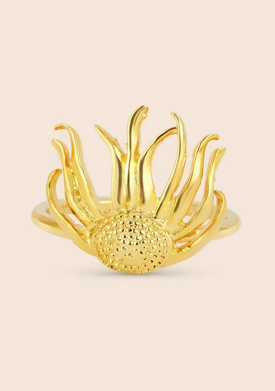 Designer gold plated cascading flower ring for women