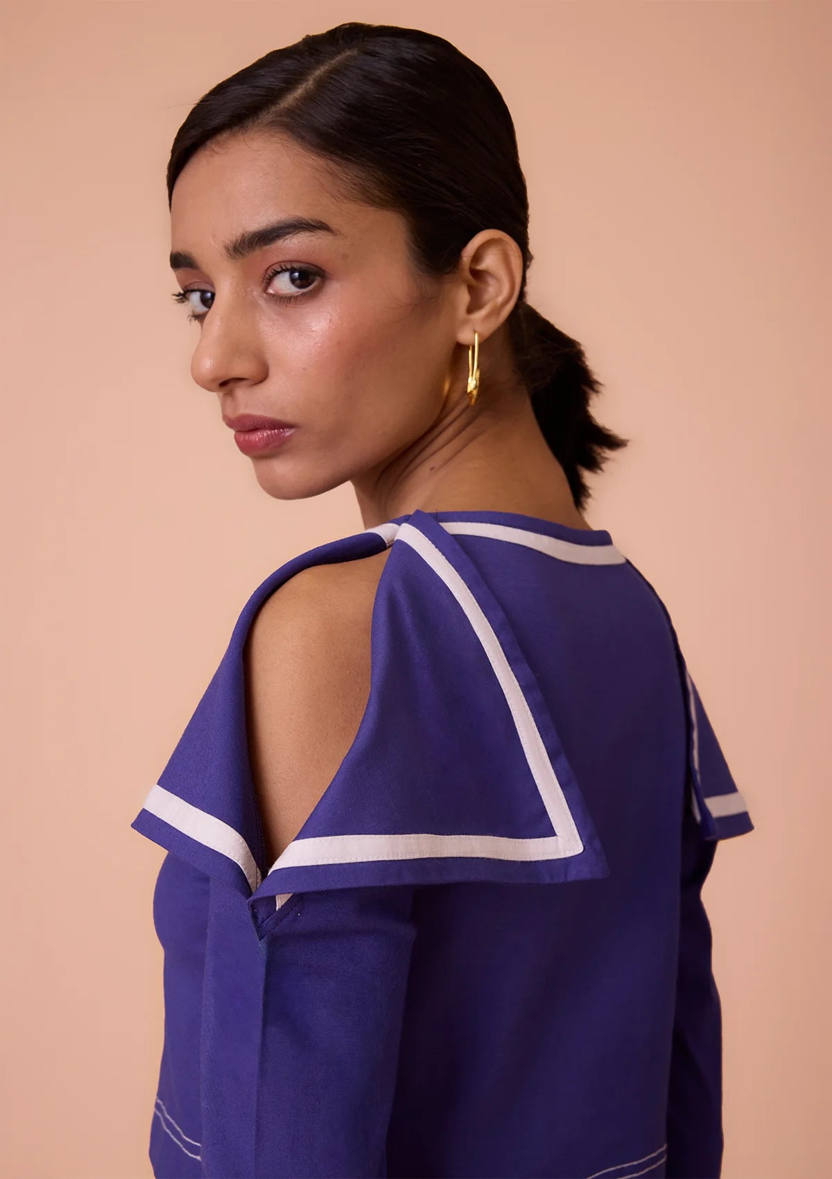 Elyra Flap Shoulder Crop Top & Mini Skirt Set For Women