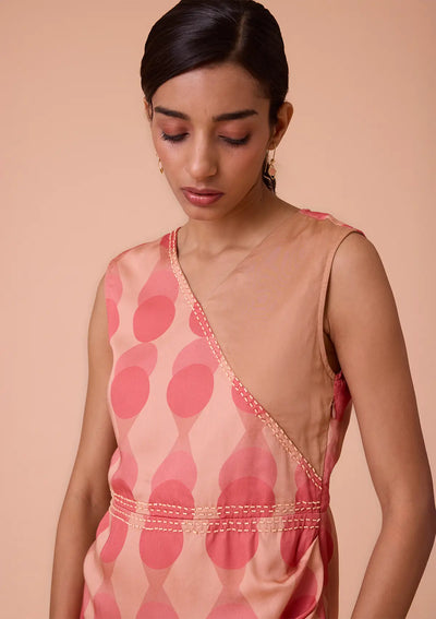 Buy Harmony Print and Solid Overlapping Ruched Dress Online