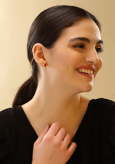 Designer statement enamel stud and ear cuff for women