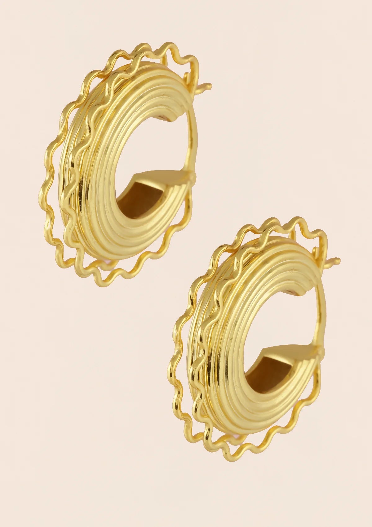 Designer wavy ribbed hoop earrings for women