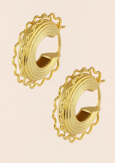 Designer wavy ribbed hoop earrings for women