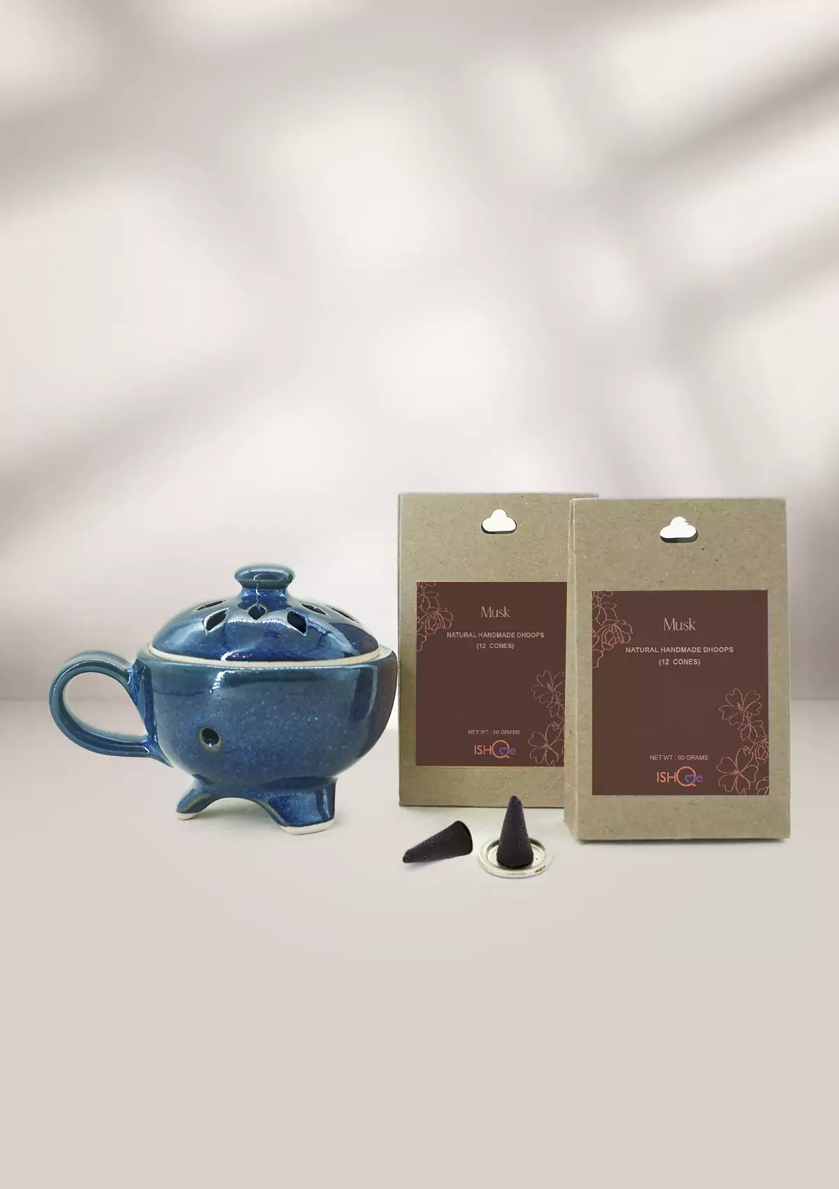 Dhoop cone stand with incense cones - Deep Blue