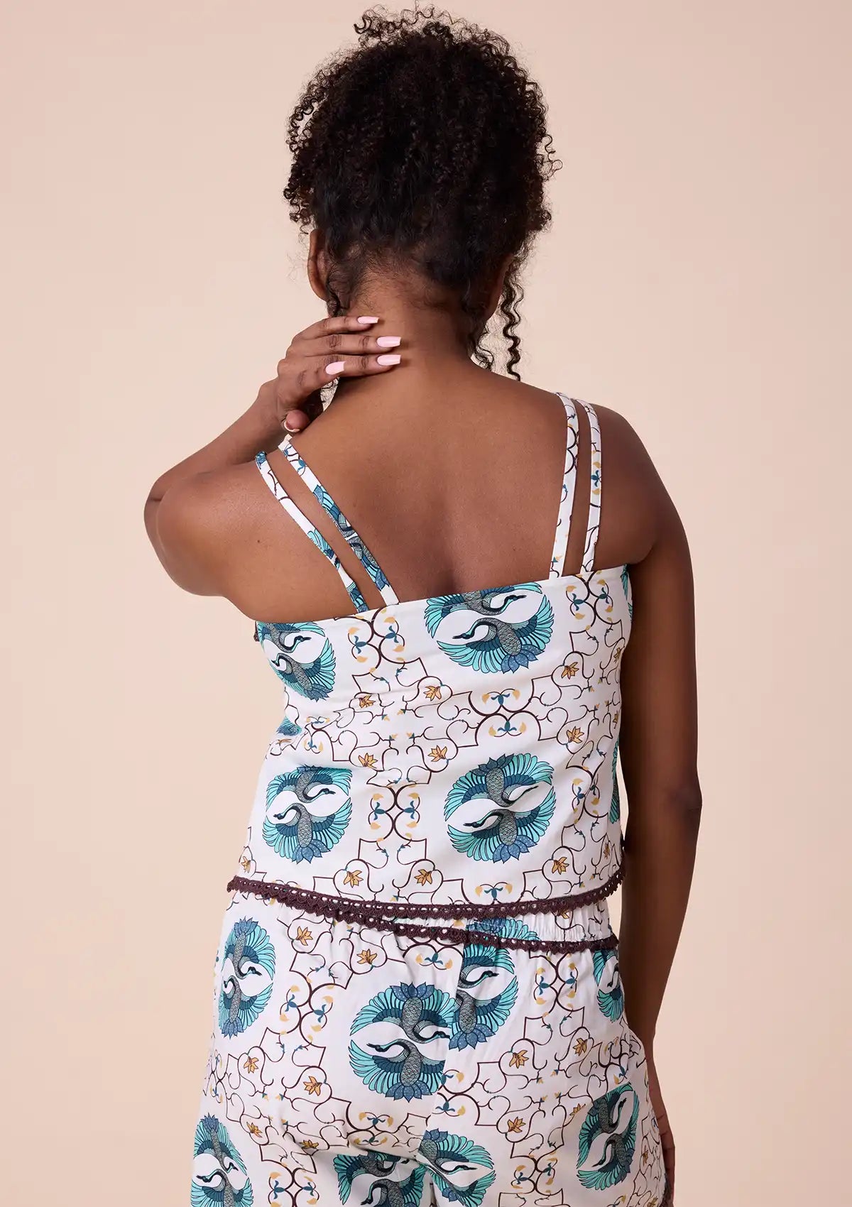 Buy Gerana printed Broad V Neck double strap top and shorts
