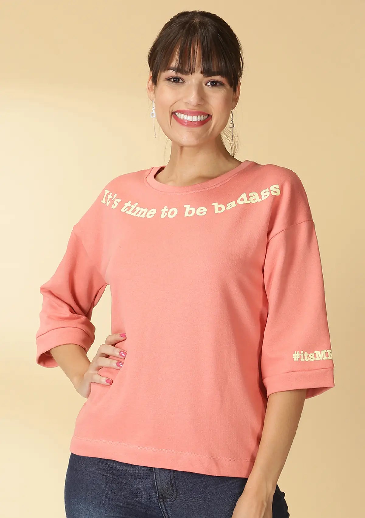 Drop Shoulder Fleece t-shirt for women by IshqME
