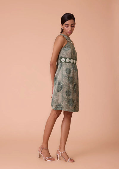 Eirene Halter Cut-Crew Neck Pearl Studded Dress Online