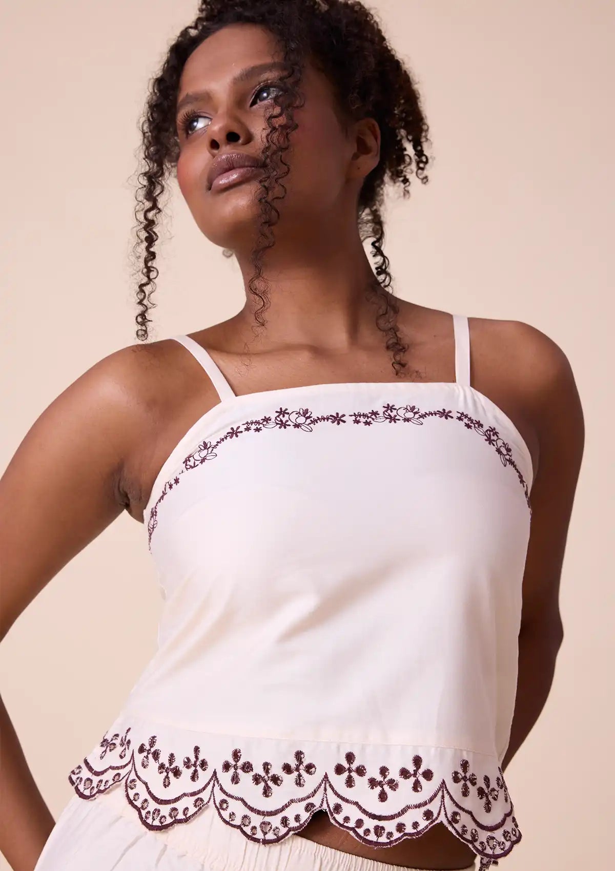 Ivora Crop top and shorts with broderie hem Price