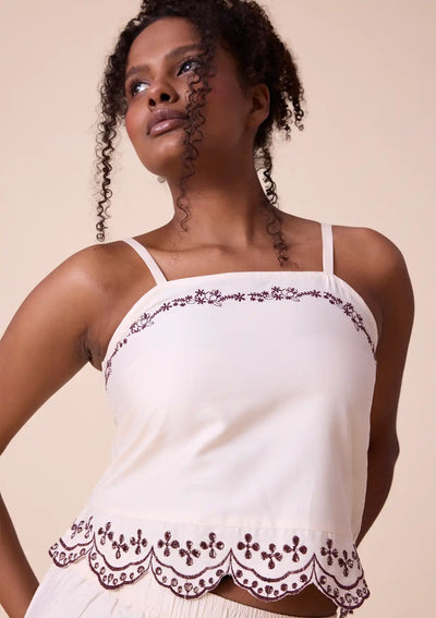Ivora Crop top and shorts with broderie hem Price