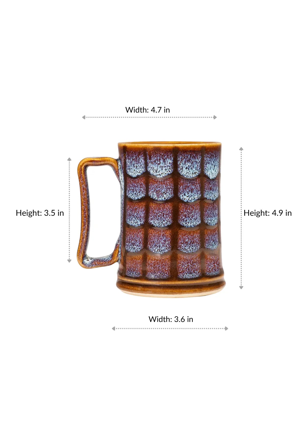 Ceramic Beer Mug - Blue and Brown