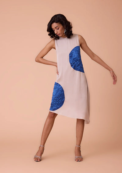 Inanna Asymmetrical Hem - Textured Applique Dress For Women
