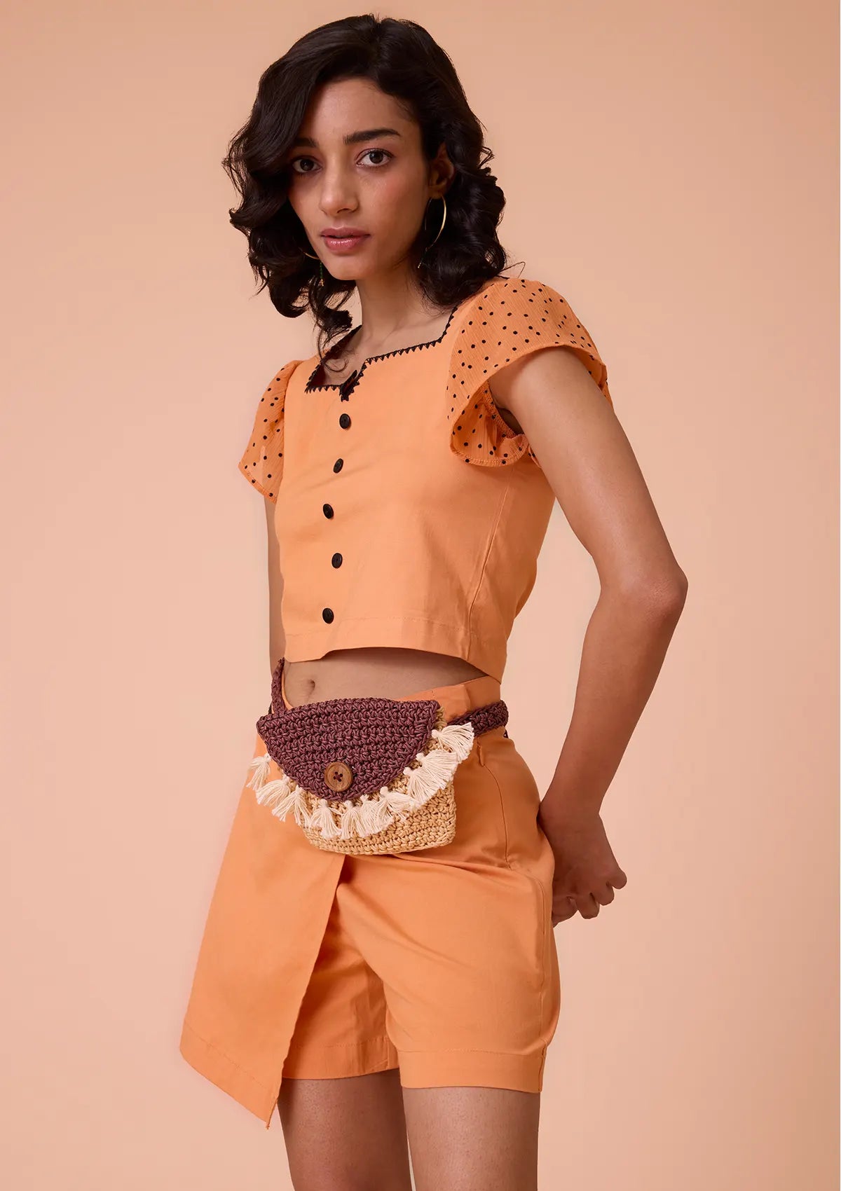 Buy Mehtri Wide Box Neck With Embroidery Crop Top Online