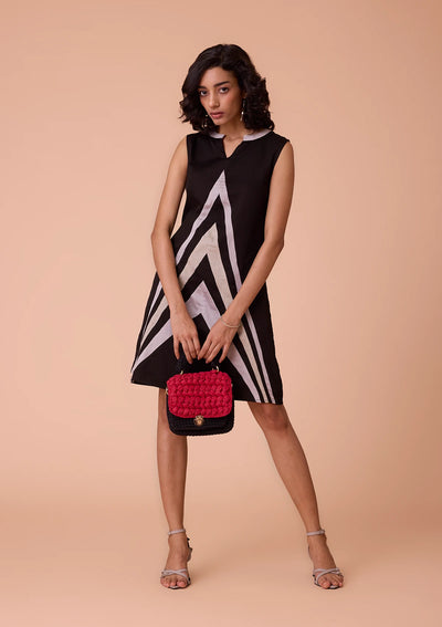 Nerisse Viscose Satin Triangle Cut Panel Dress For Women 