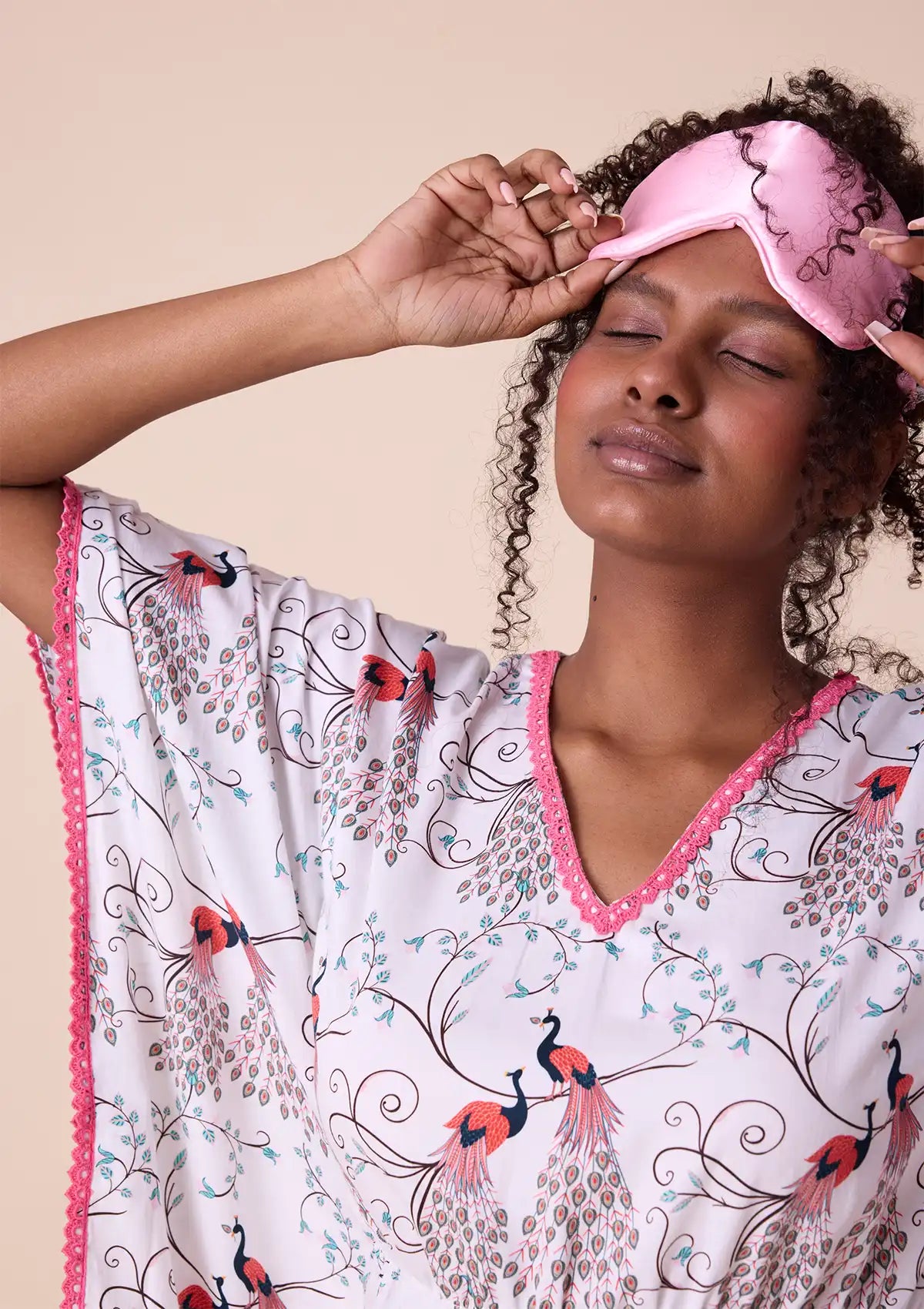 Heraia printed kaftan with lace Price