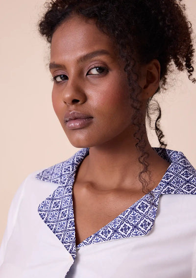 Hera Solid shirt and trouser with printed panel and embroidered hem Price