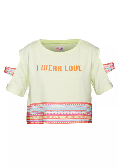 Slashed Sleeve Crop Top (Green) For Women