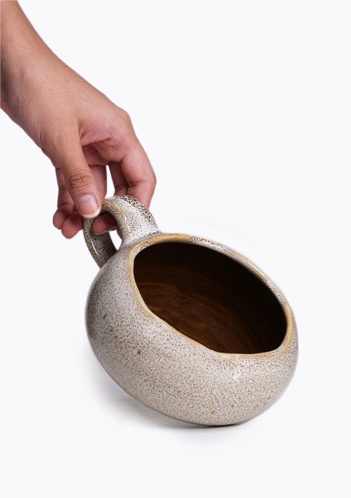 Soup Bowl with handle - Cream and brown Price