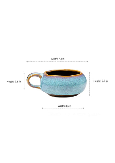 Soup Bowl with handle - Blue Brown