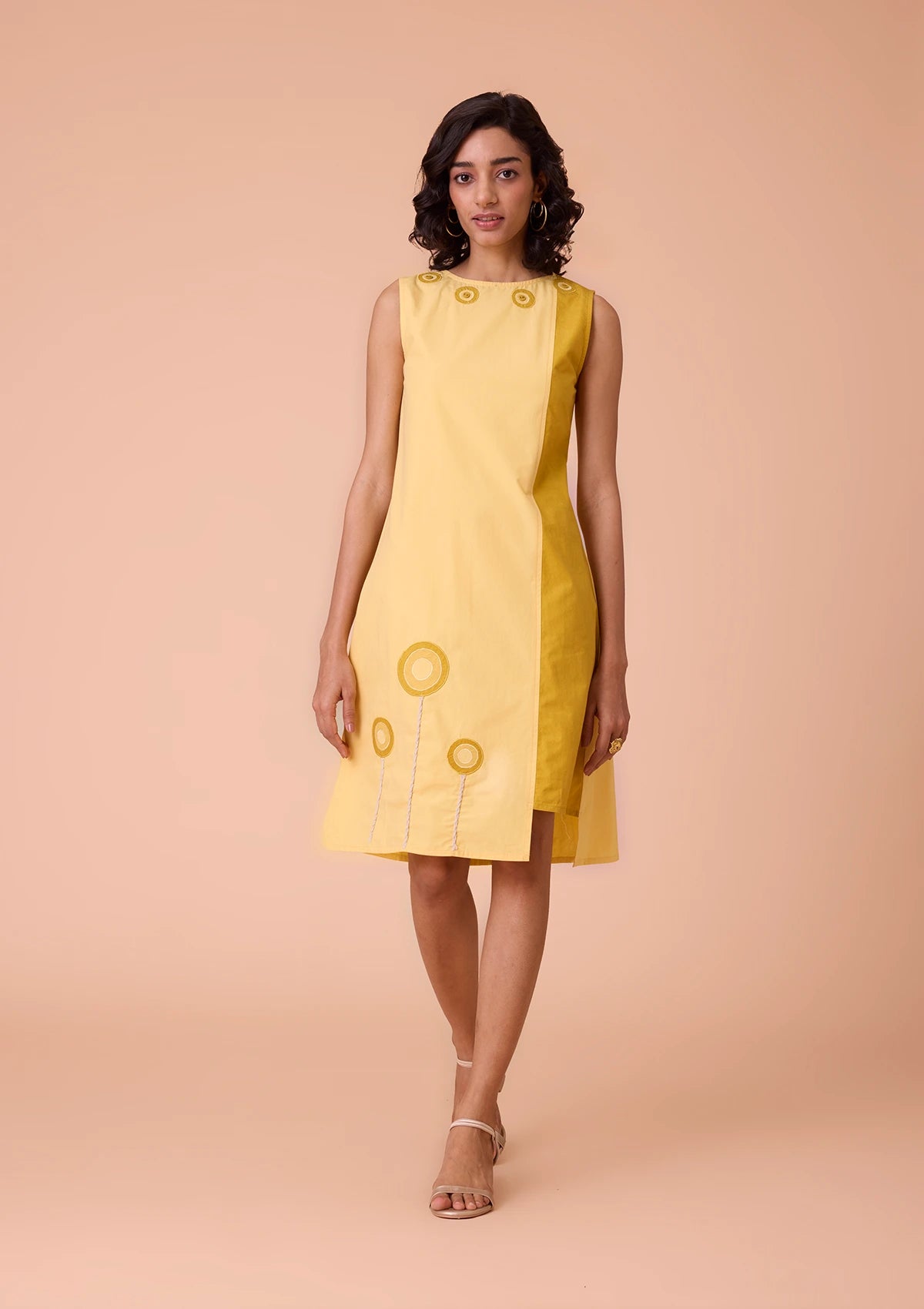 Sorelia Floral Applique Solid Two Tone Dress For Women