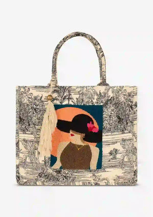 Embroidered Jacquard statement Tote Bag