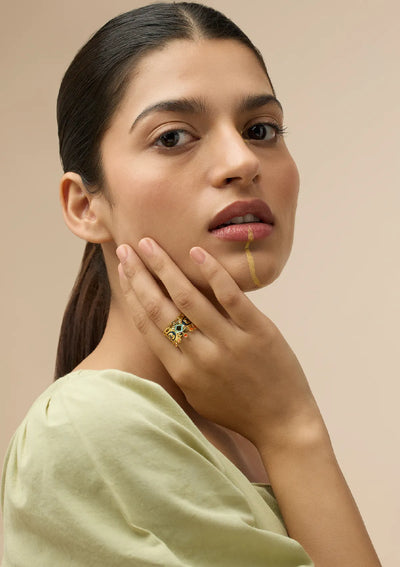 Adjustable Enamel Ring with Hangings