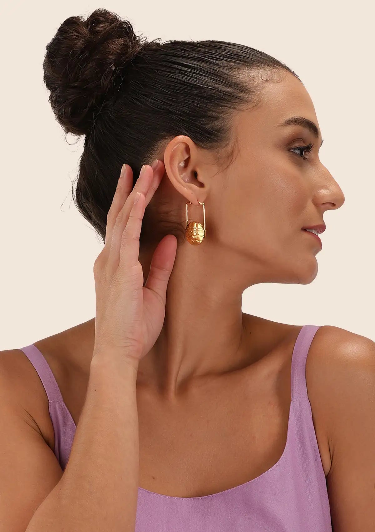 Etched marble hoop earrings for women