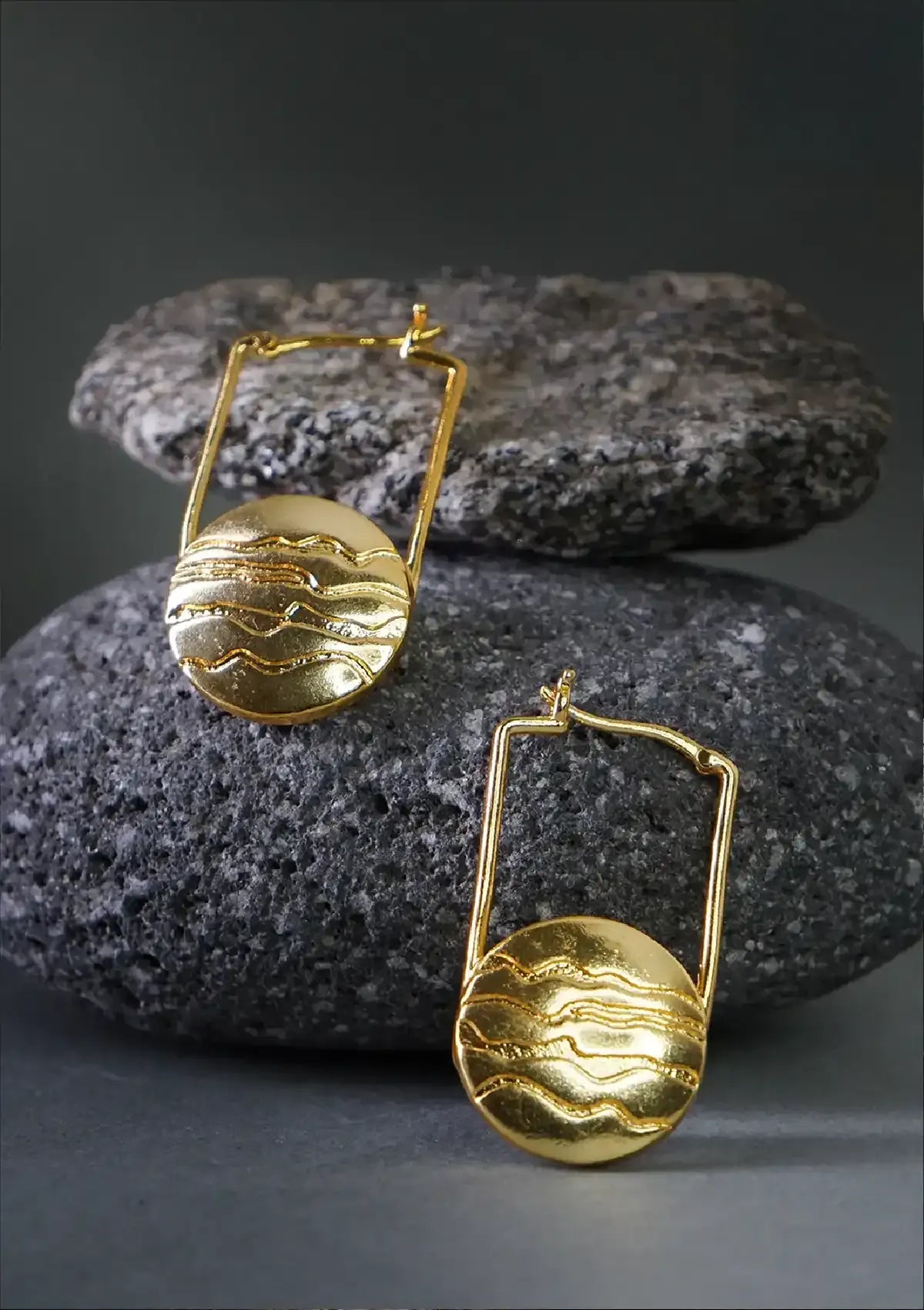 Etched marble hoop earrings for women