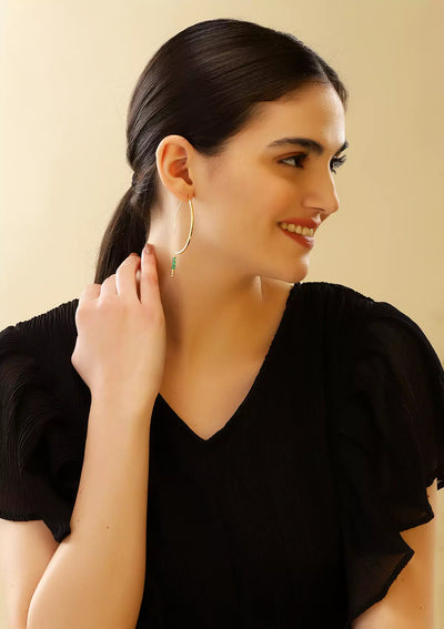 Fashion gold plated jade drop earrings for women