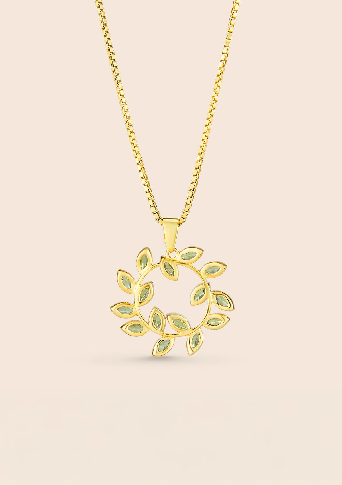 Gold plated circlet peridot fashion pendant necklace for women