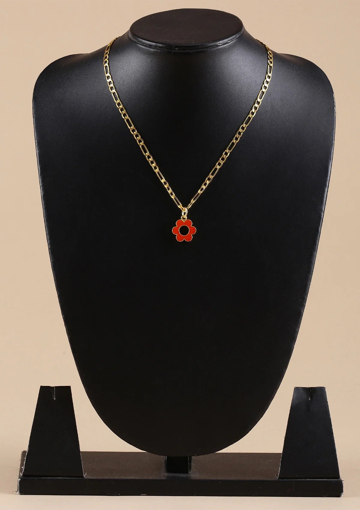 Gold plated neon daisy flower orange fashion pendant necklace for women